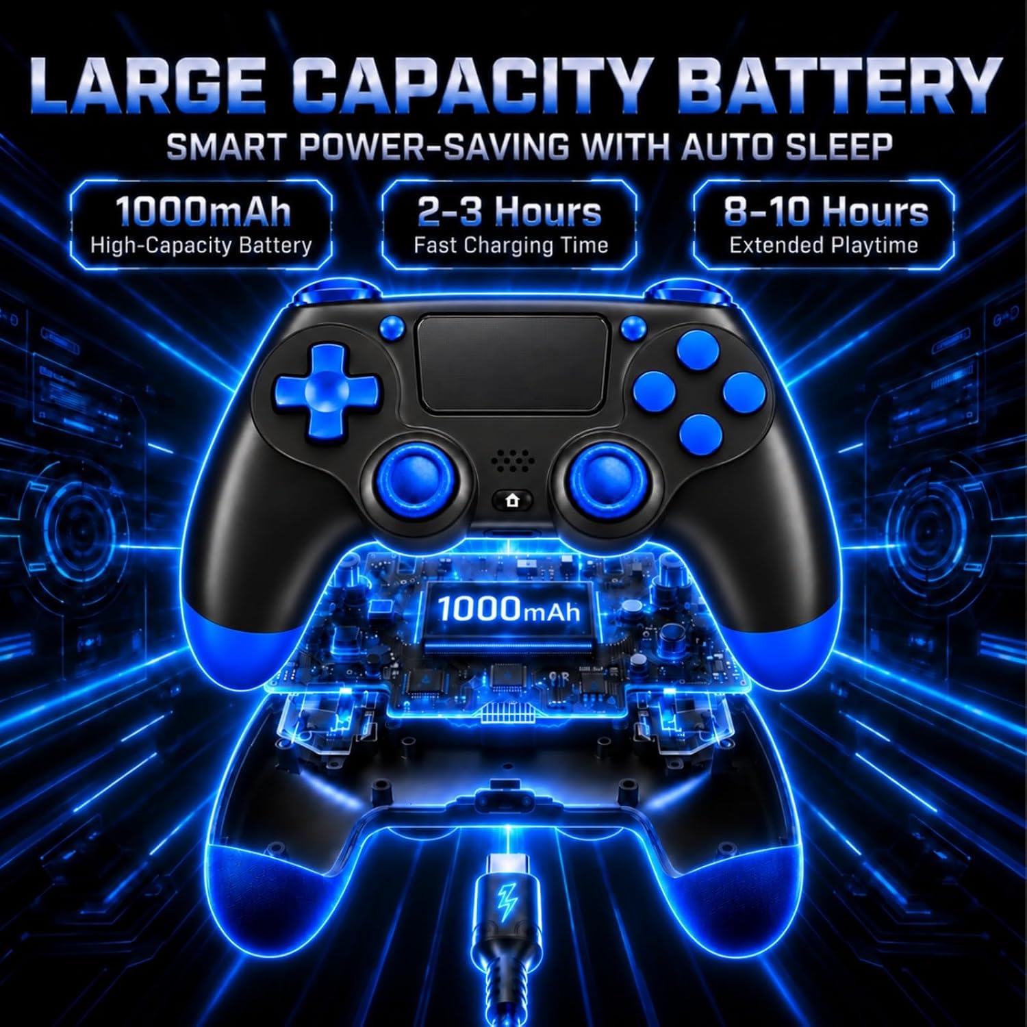 BJXOZ Wireless Controller for PS4 Controller Gamepad, with USB-C Port 5 71LFDFP IVL. SL1500