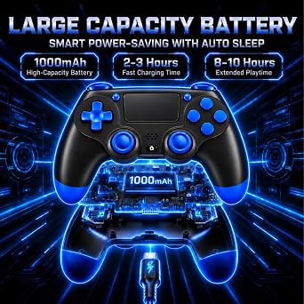 BJXOZ Wireless Controller for PS4 Controller Gamepad, with USB-C Port