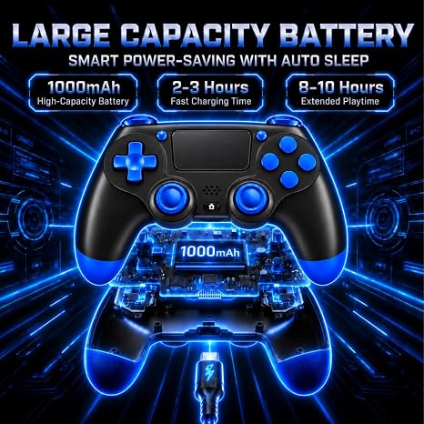 BJXOZ Wireless Controller for PS4 Controller Gamepad, with USB-C Port