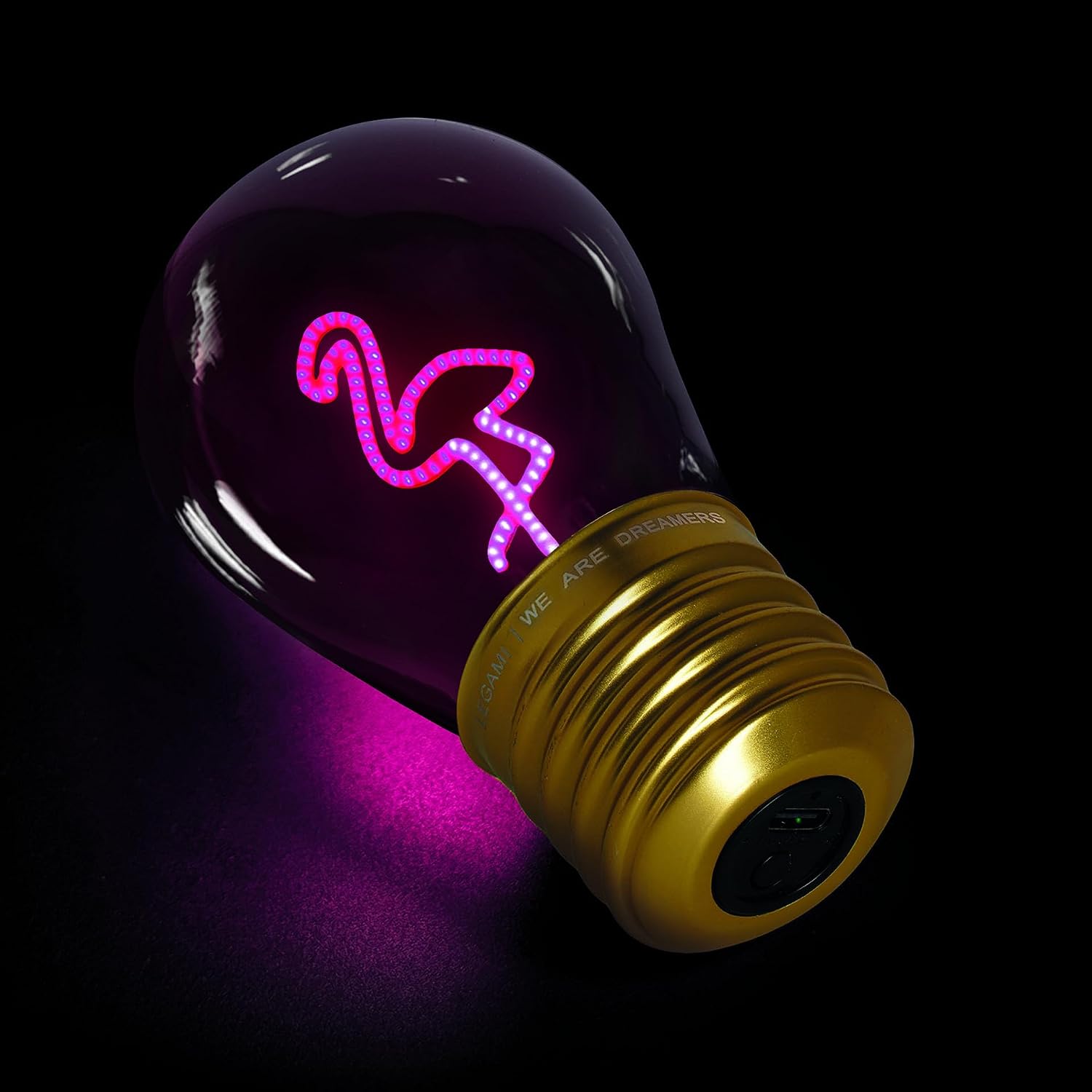 Legami - Table lamp in bulb shape, rechargeable with USB cable, wireless, Bulb Fiction, Flamingo, 6.8 x 10.5 cm image 4