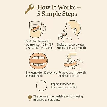 Premium Dentures, Dentures, 2026 New False Teeth, Soft Denture Reline Kit, Snap on Veneers Teeth, Soft & Safe Moldable False Teeth Set, Silicone Reline Kit for Men and Women (3Pcs)