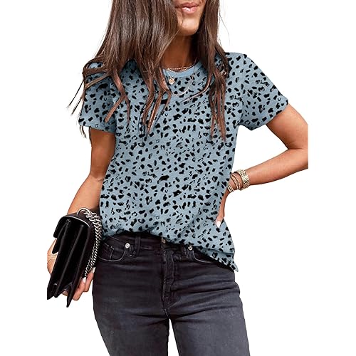 EVALESS Womens Casual Polka Dot Tops Crewneck Short Sleeve T Shirts Fashion Outfits 2025 Spring Summer Shirts