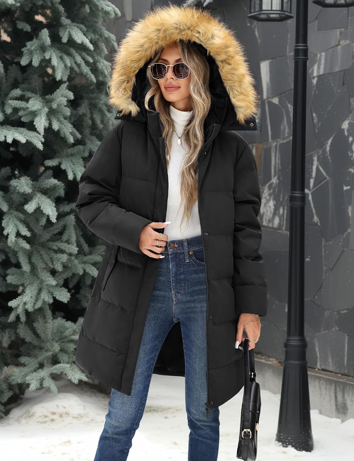 Winter Coats For Women Puffer Down Parka Thicken Warm Hooded Jacket Snow Quilted Jacket Hoodie Detachable Fur Hood 2025 - Image 3