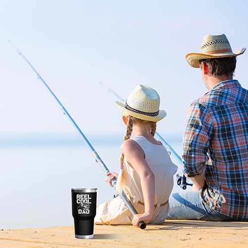 Miniatura 4 de Regalos de pesca para papá y hombres, 30 onzas, con diseño de bandera estadounidense, regalos de pesca para papá y abuelo, botella de agua aislada