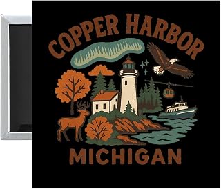 Copper Harbor Michigan Keepsakes Souvenir 2.5 x 2.5-Inch Fridge Magnet (Single)