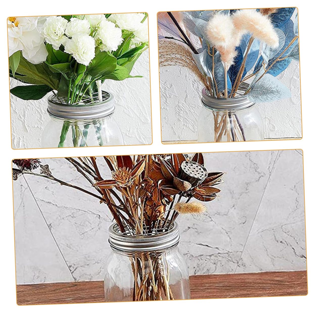 NAMOARLY Flower Frog Lid Inserts for Jar 10pcs Stainless Steel Grids for Floral Arrangement