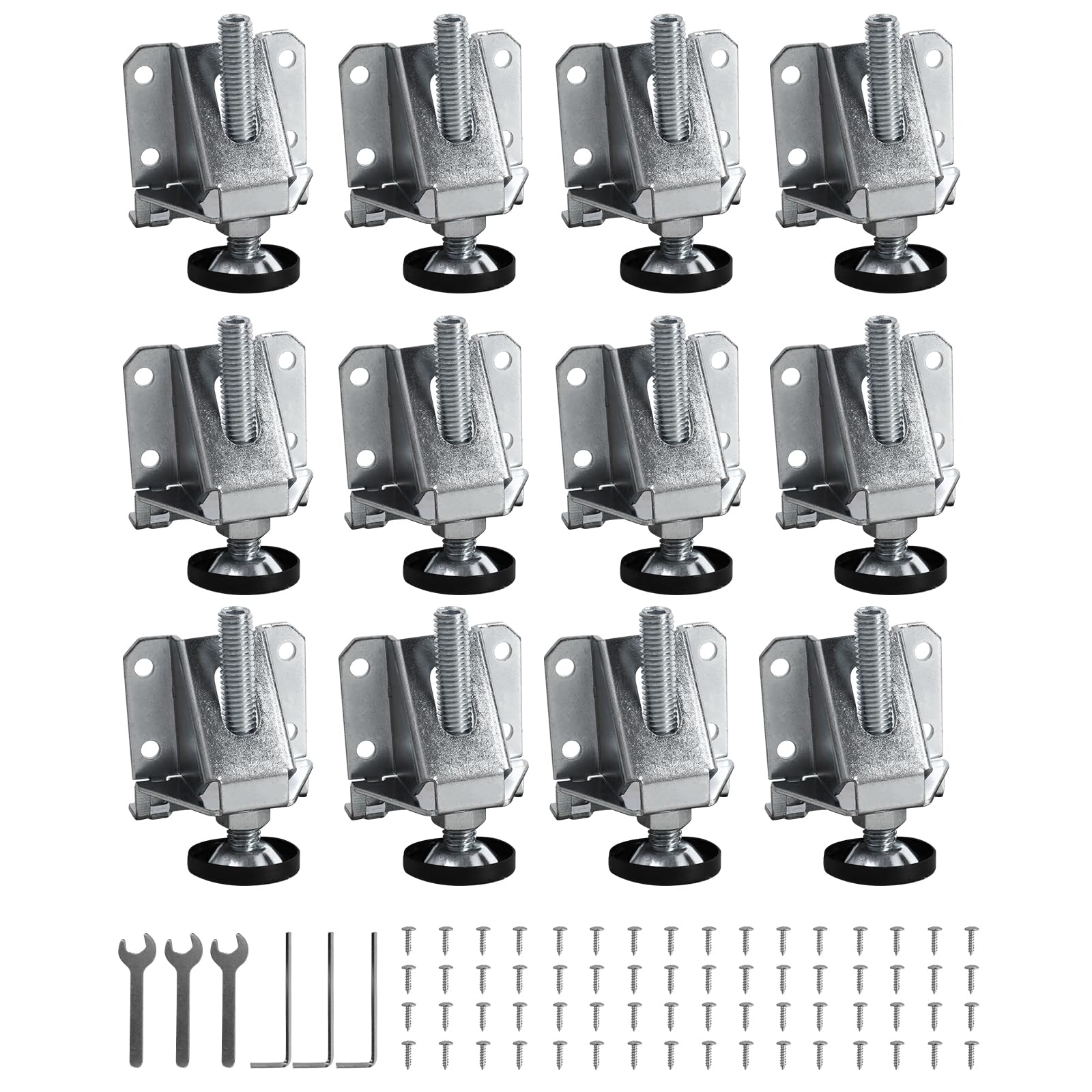 ybaymy 12 Piece Furniture Feet Kit Adjustable Furniture Feet Steel Levelling Feet Cabinet Feet Side Mounted with Nut Can Be Used for Furniture Cabinets