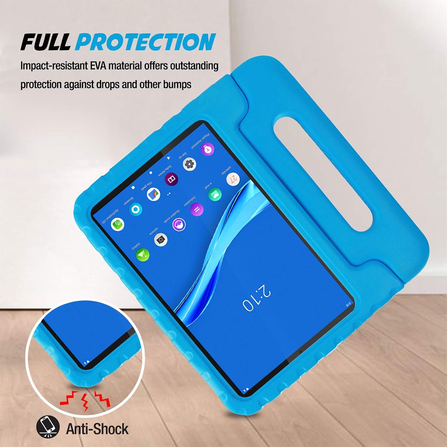 ProCase Kids Case for Lenovo Tab K10 10.3 Inch 2021 / M10 FHD Plus 2020 2nd Gen, Shockproof Convertible Handle Stand, Lightweight Kids Friendly Case for Tab K10 TB-X6C6L/X6C6F M10 Plus TB-X606F –Blue