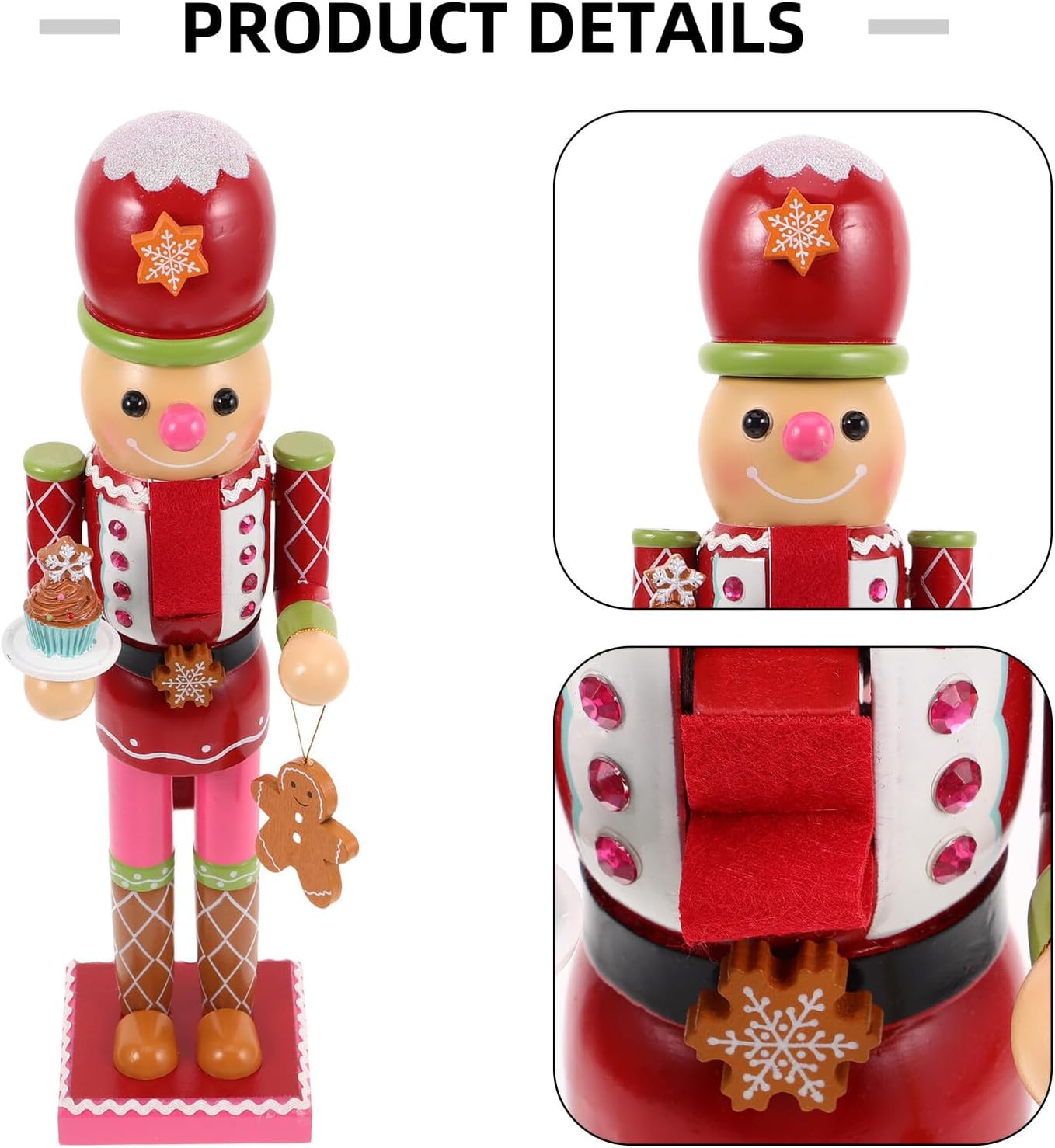 Gingerbread Man Wooden Nutcracker Soldier Figurine Christmas Home Decor Nutcracker Centerpiece Festive Tabletop Decoration