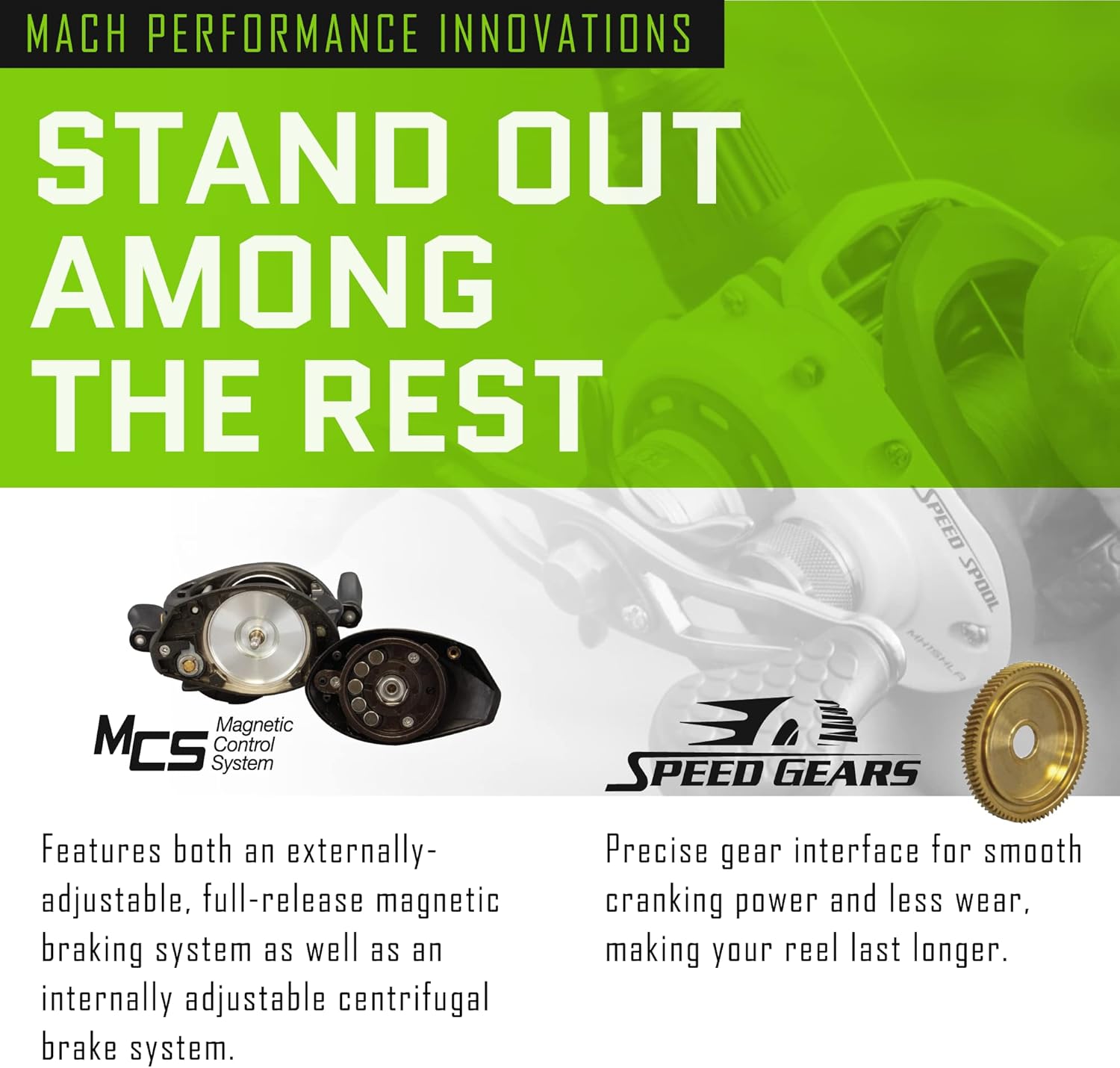 Lew's Mach 2 Baitcast Fishing Reel, 9+1 Stainless Steel Ball Bearings, 7.5:1 Gear Ratio