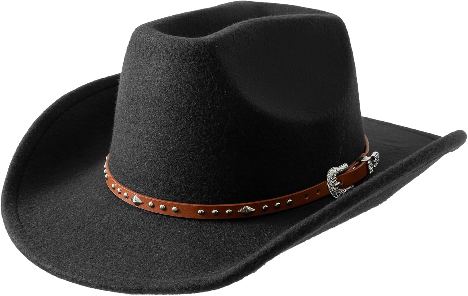 Jastore Kids Western Cowboy Hat Wide Brim with Band Wool Felt Vintage Jazz Fedora Boys Girls Cowgirl Hats - Image 2