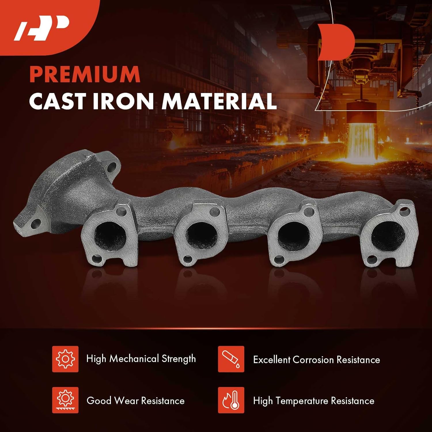 A-Premium Right Side Exhaust Manifold Kit W/Gasket, Studs & Nuts [4.6L] Compatible with Ford Mustang 1996-2004