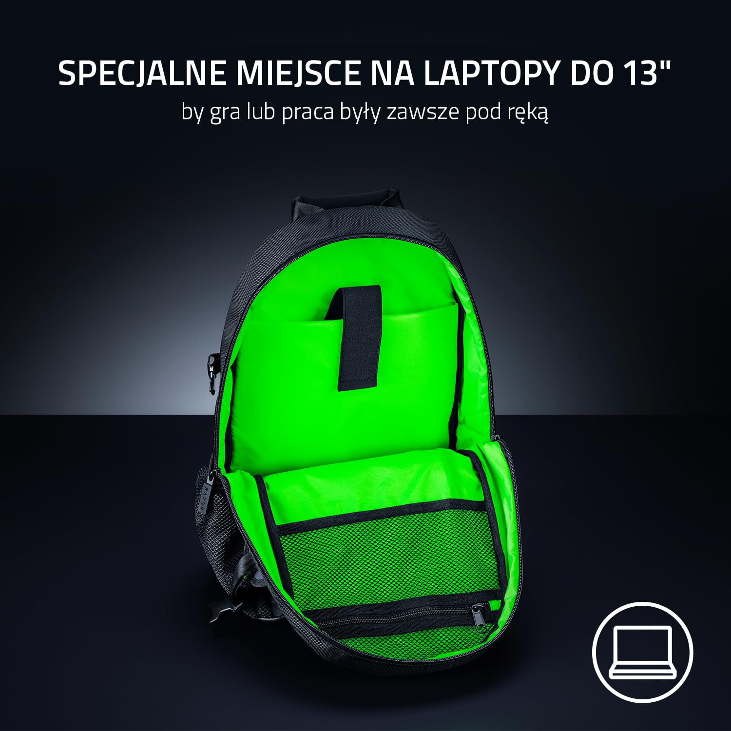 Razer Rogue V3 Backpack (13.3") Black Edition - Kompaktowy plecak podróżny (przegroda na laptopa do 13 cali, odporna na ścieranie, poliestrowa powłoka zewnętrzna) Czarny