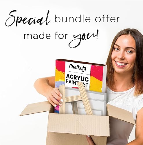 Miniatura 30 de Chalkola Juego de pintura acrílica para adultos, niños y artistas, kit de 40 piezas de suministros de pintura acrílica, con 24 pinturas acrílicas