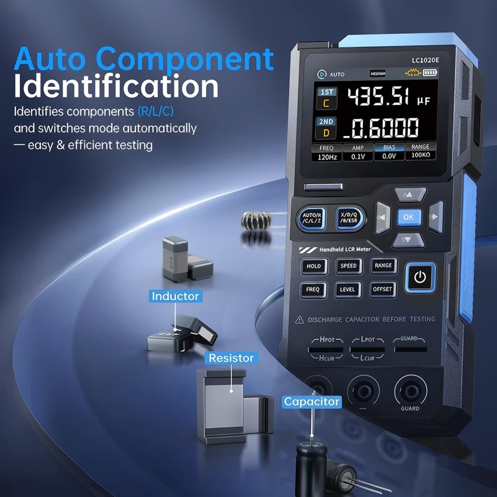 LC1020E Digital Bridge LCR ESR probador para la capacitancia e inductancia de la resistencia (LC1020E en inglés)
