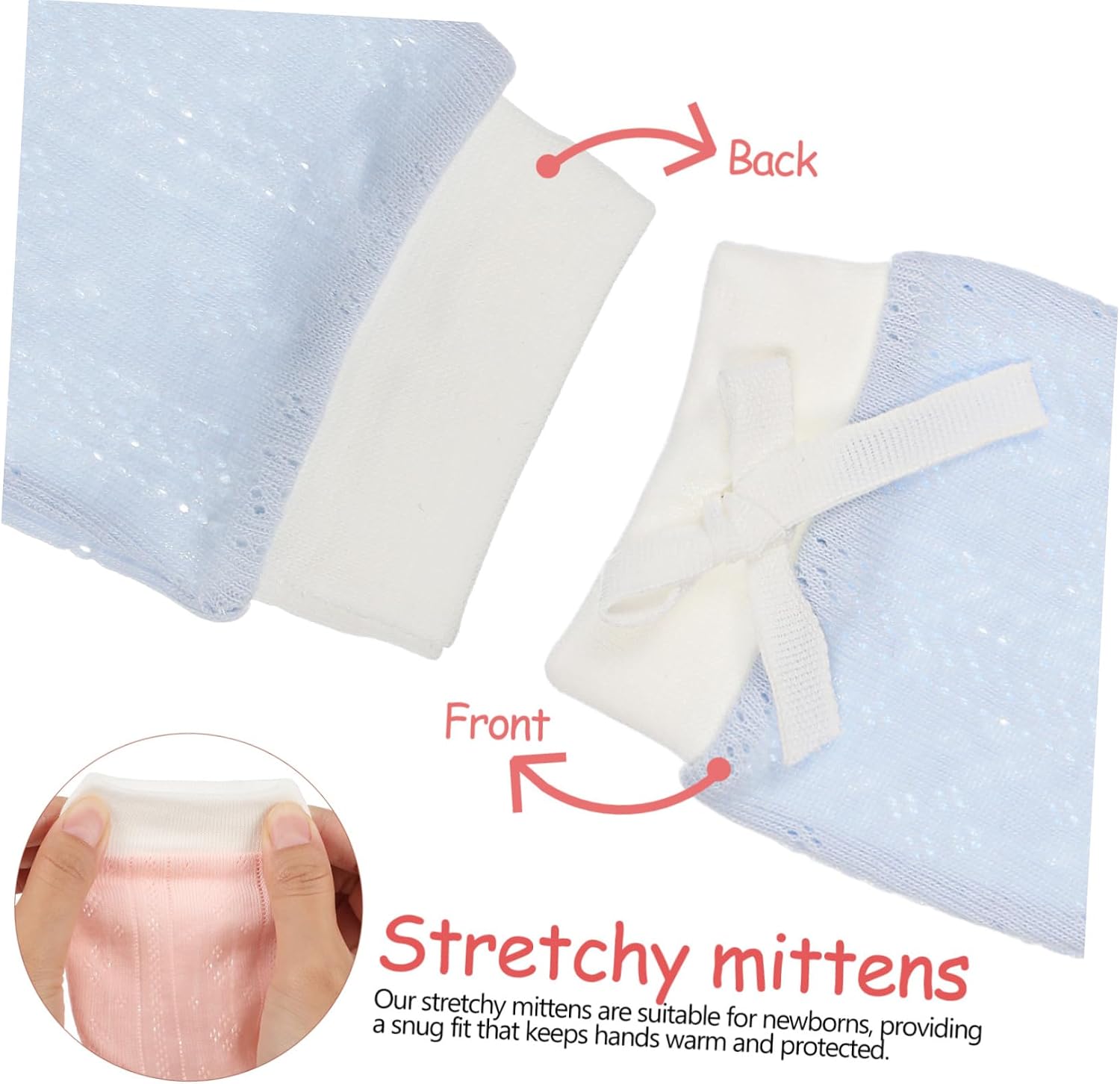 Newborn Baby Mittens 2-Pair Set Breathable Cotton Gloves No Scratch Design for Boys and Girls for Everyday Use