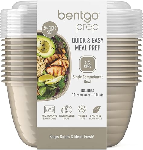 Vista 32 de Bentgo Prep - Tazones con 1 compartimento con tapas de ajuste personalizado, reutilizables, para microondas, duraderos, sin PFAS y BPA, aptos