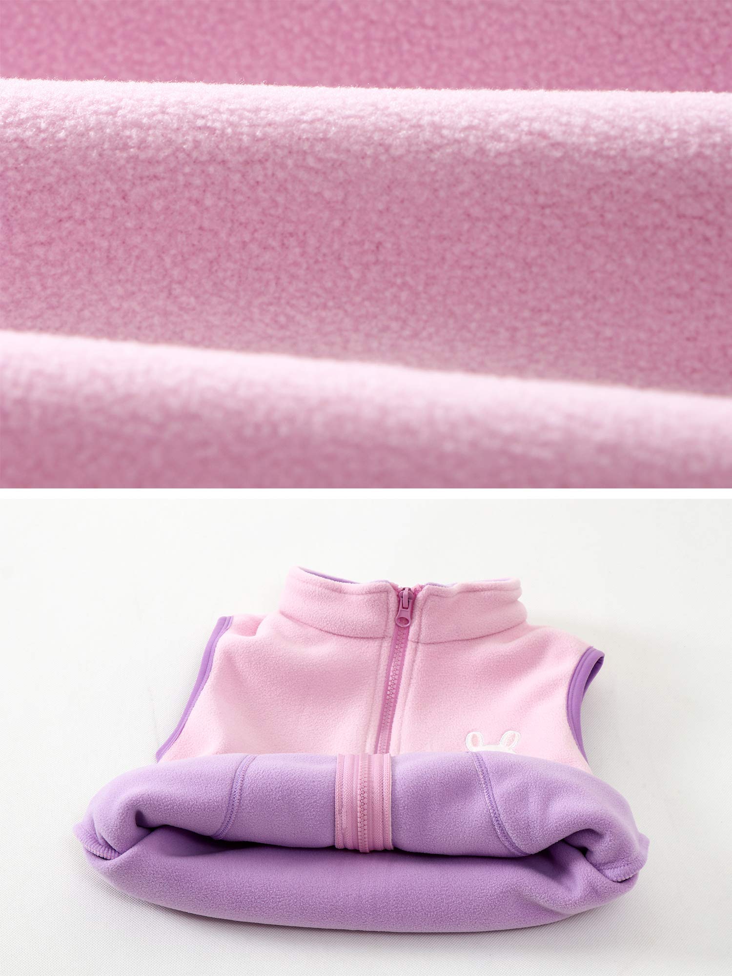 Gilet en Polaire pour Bébé et Tout-petit Enfant Filles Col Montant Fermeture Éclair Manteaux sans Manches Dessin Animé Lapin Motif