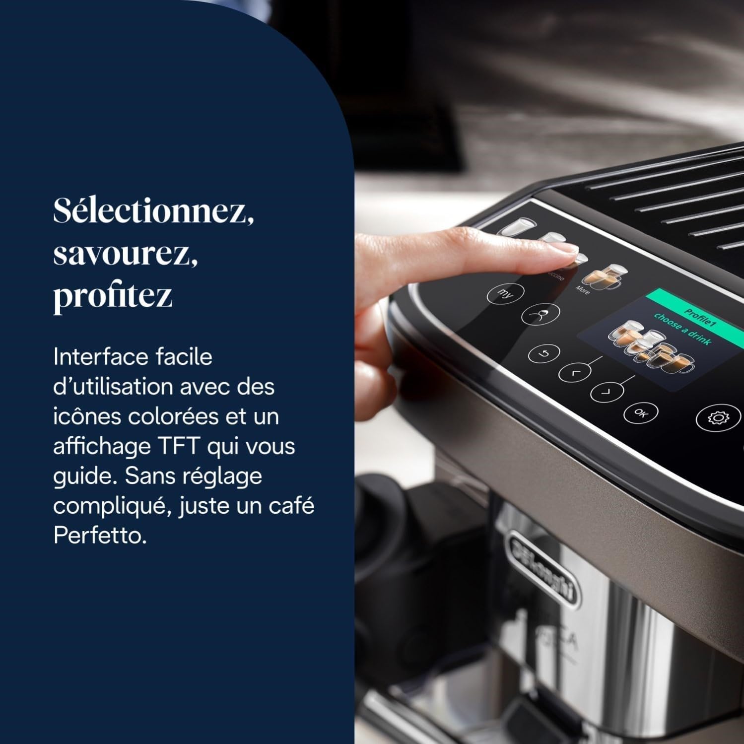De’Longhi Magnifica Evo Next - Perfetto Machine à Café Automatique avec LatteCrema Mousseur à Lait Automatique, 13 Boissons en une Seule Touche, Écran Tactile Couleurs, Titane et Noir (ECAM312.80.TB)