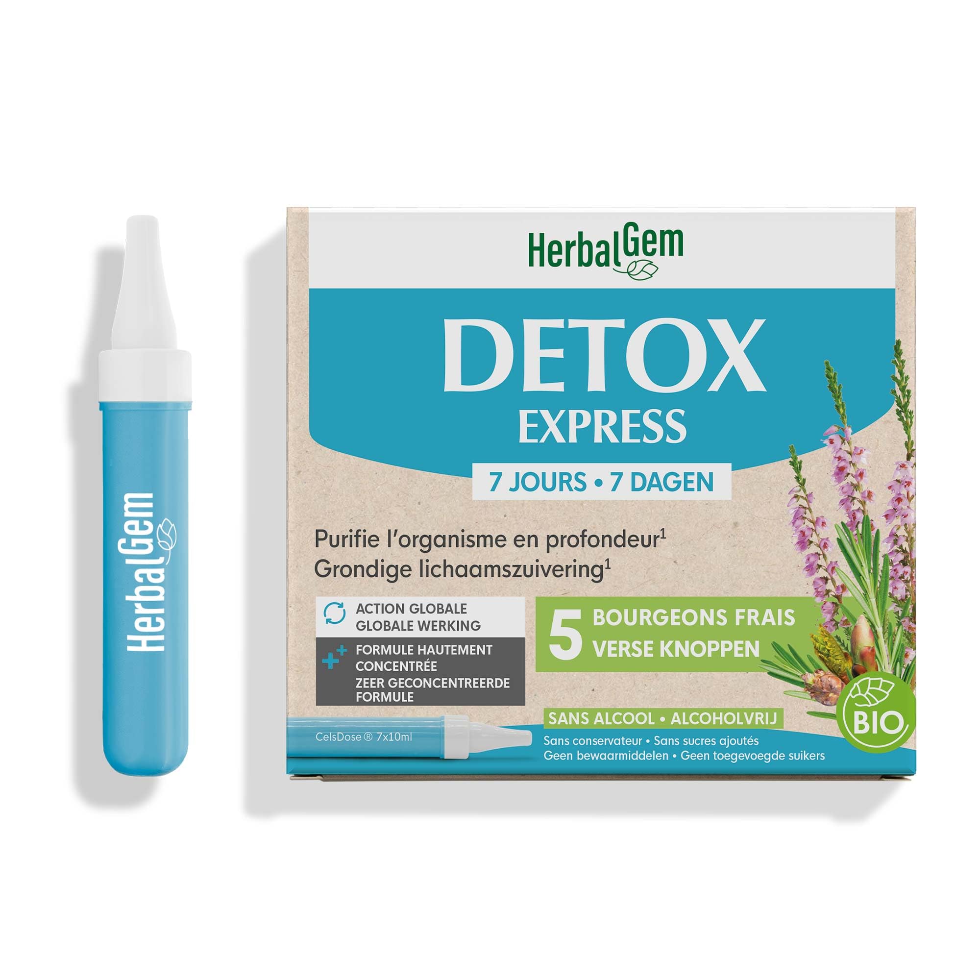Complément alimentaire gemmothérapie HERBALGEM Detox Express 7 jours bio