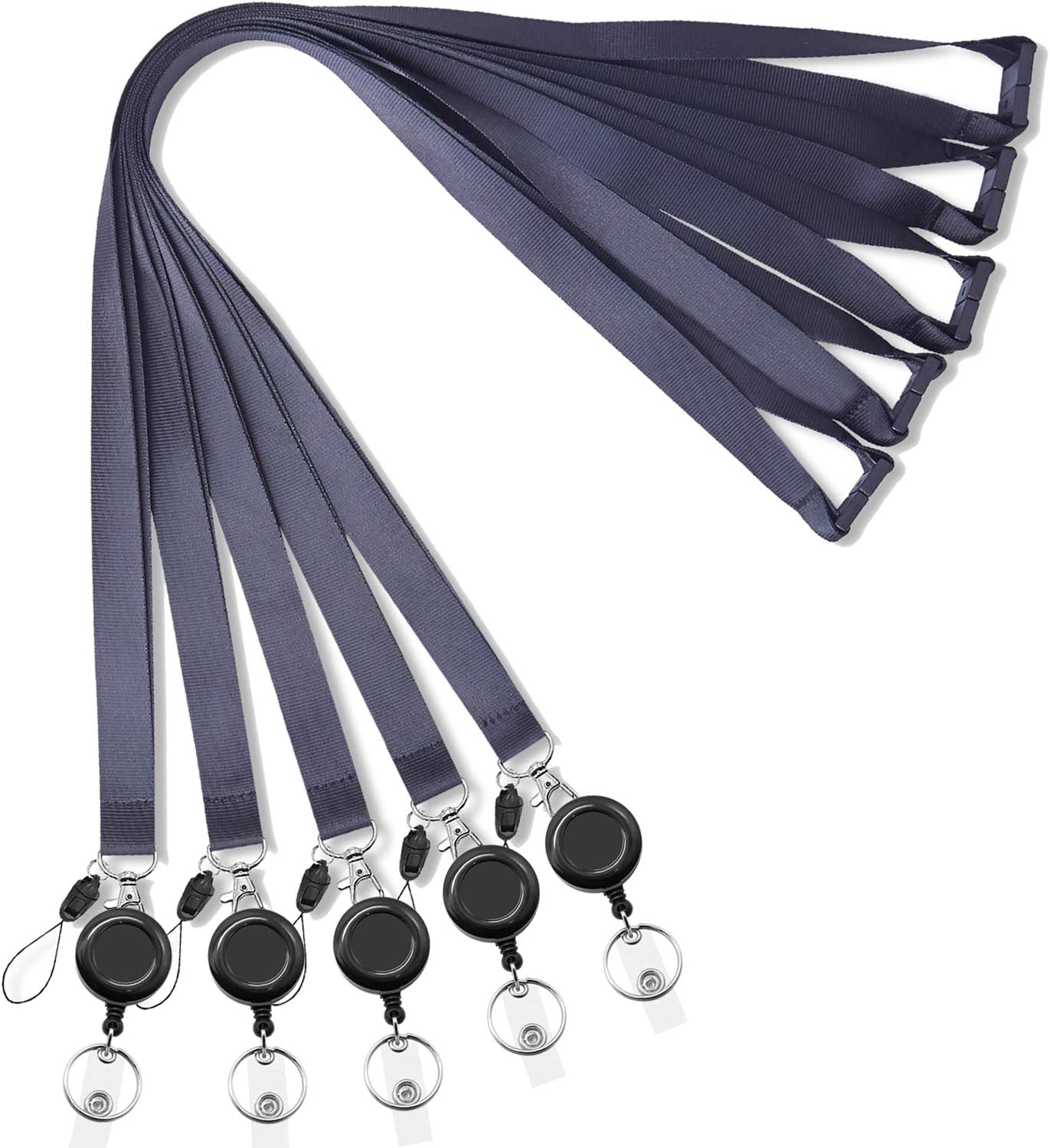 Lanyard Black Retractable 5 Pack bagde Reel Lanyards Retractable with