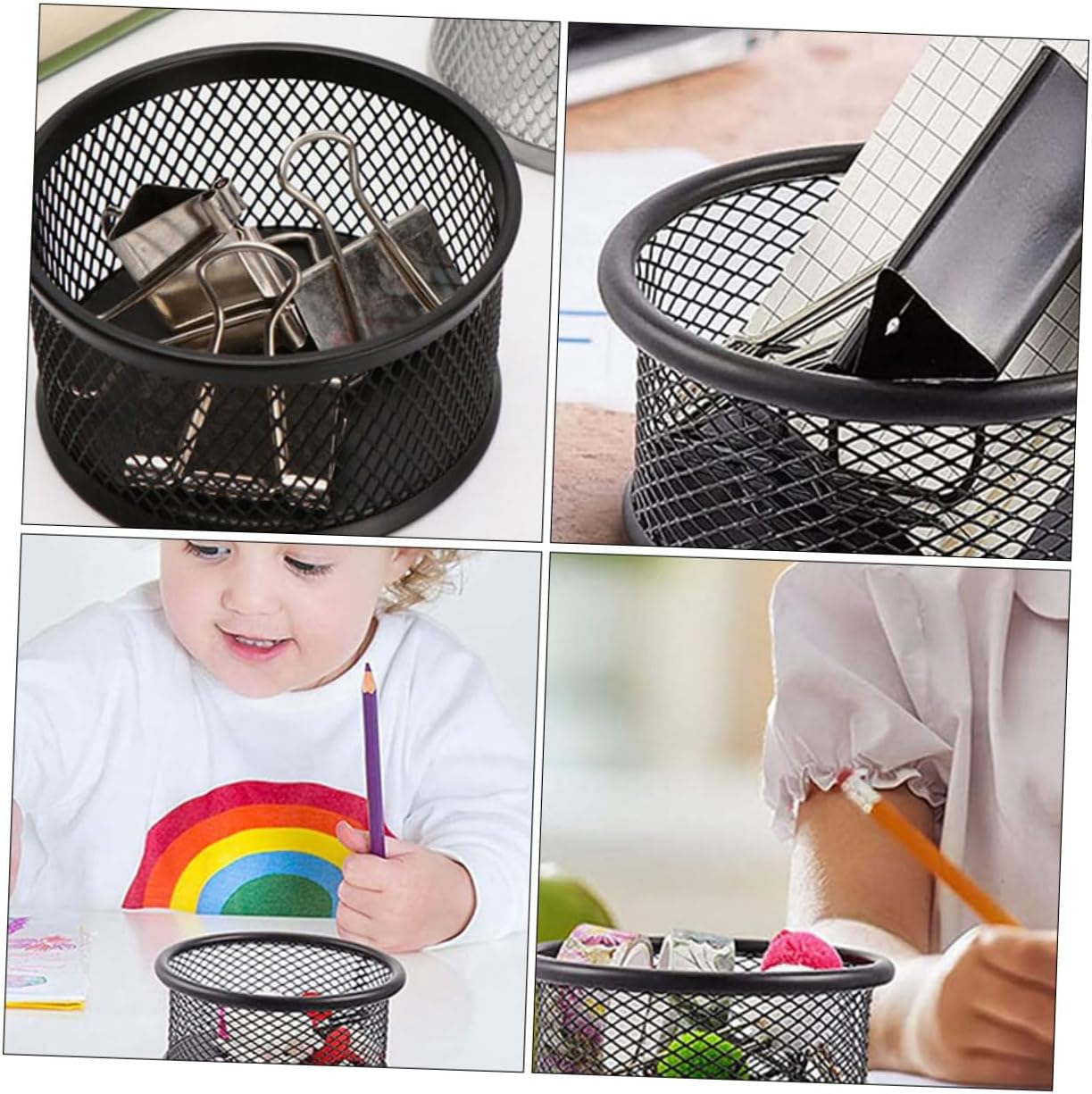 Alipis 4pcs Mesh Paper Clips Organizer Multi-functional Storage Box for Desktop Neat Stylish Holder for Paper Clips Thumbtacks and Office Supplies and Sturdy Design