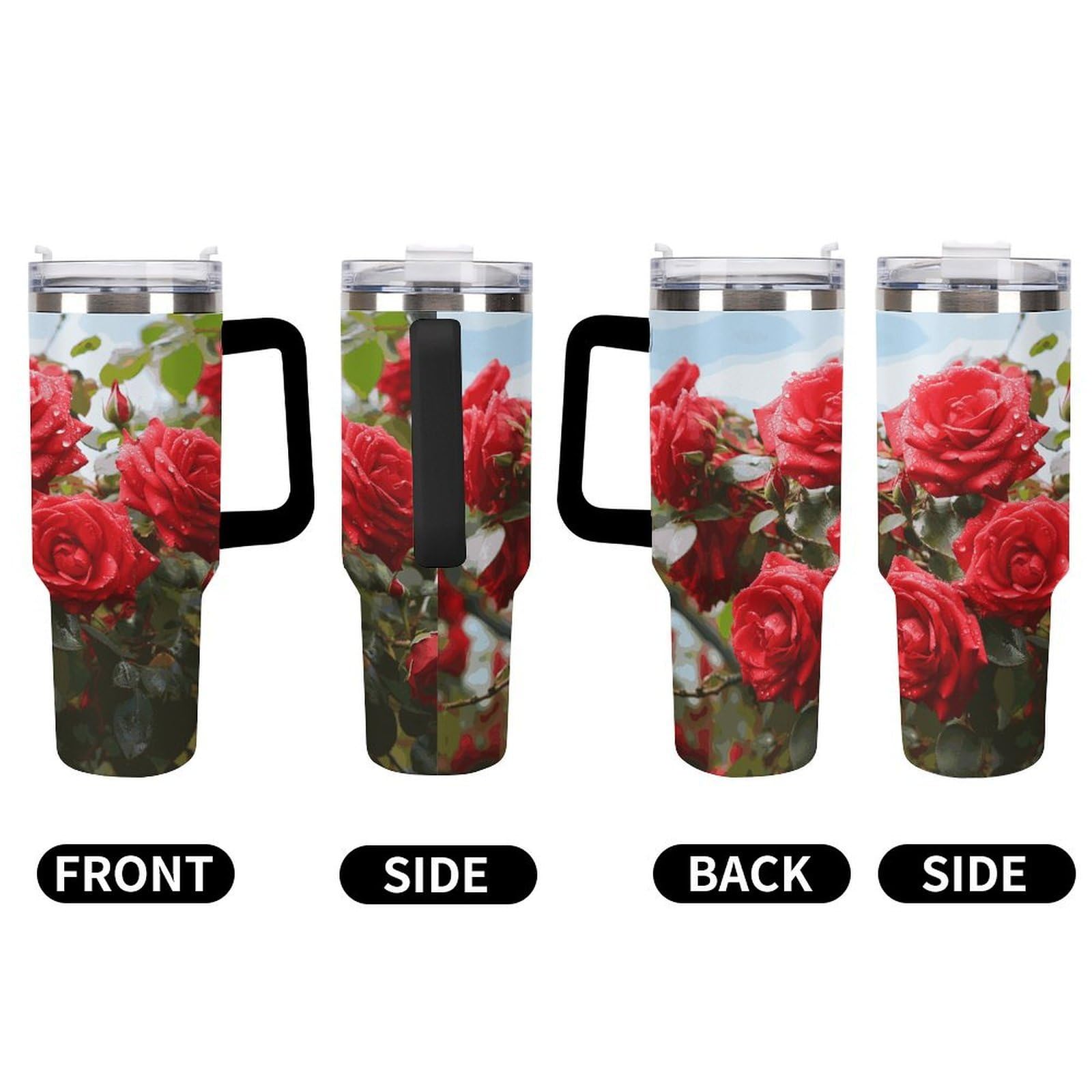Tazas de jardín con pajita y asa, con aislamiento al vacío de doble pared, botellas de agua para café helado, té, bebidas frías y calientes
