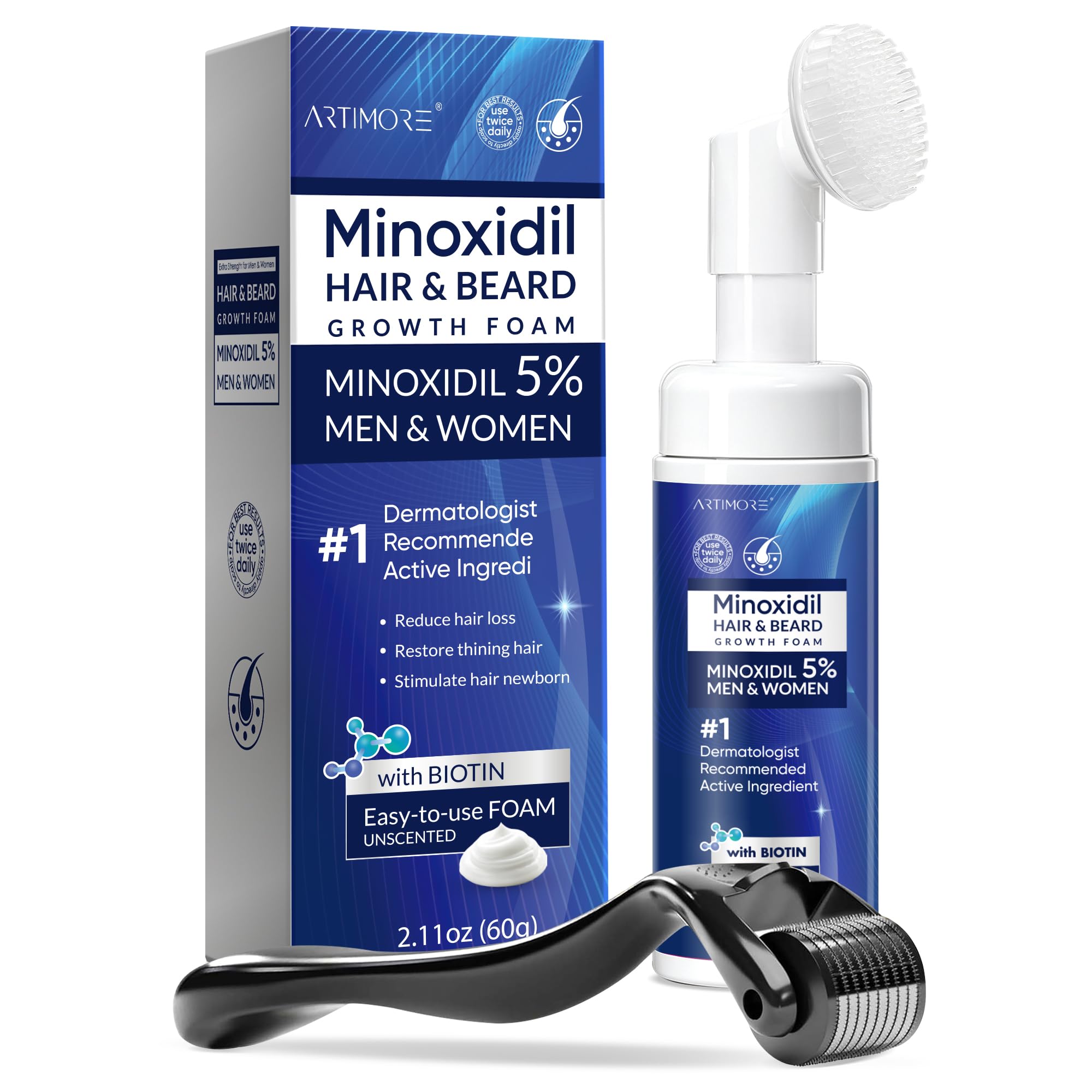 5% Minoxidil Foam for Men and Women, Minoxidil for Men Foam for Hair and Beard, Minoxidil for Women Hair Growth (2 Ounce)