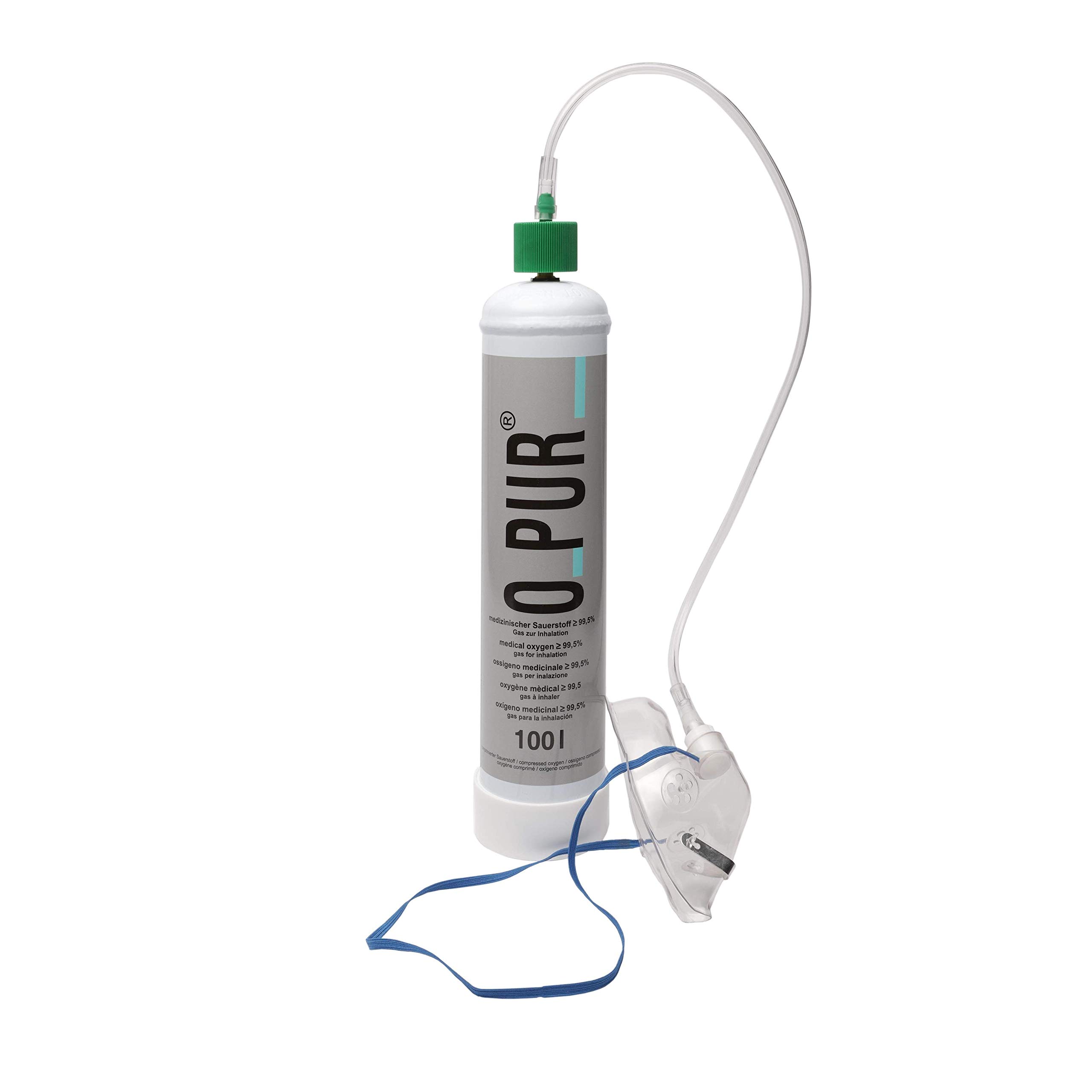 O Pur Sauerstoff Stahlflasche + Dauerventil + Maske 100 Liter