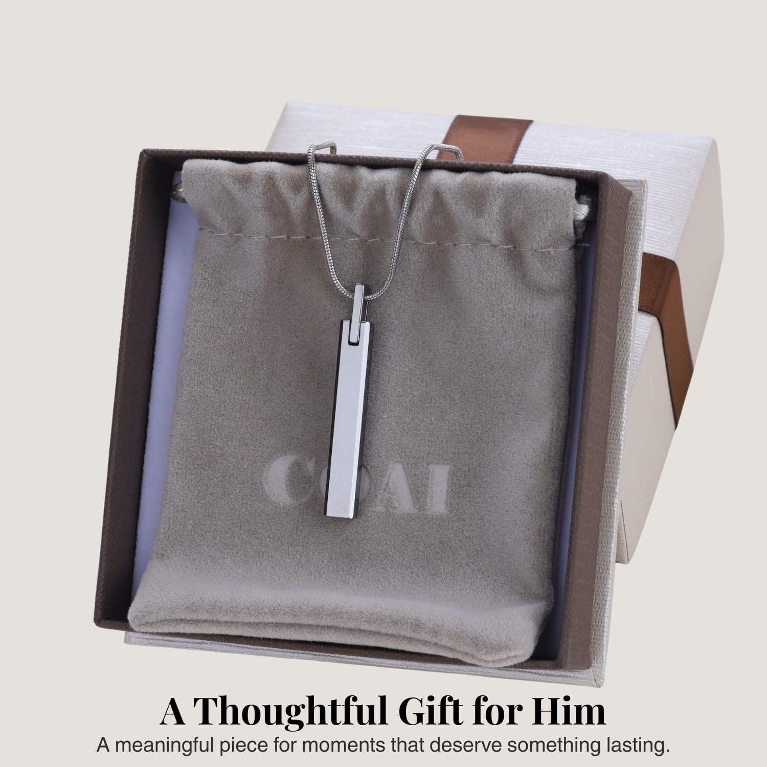 COAI Tungsten Steel Bar Necklace for Men Women, 18K Gold Plated/Silver Color Pendant Necklace for Men 20"-26" - Image 5