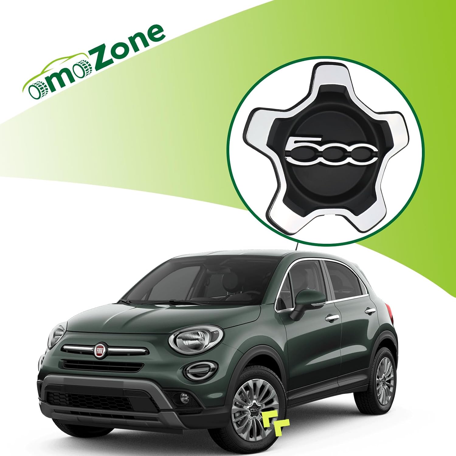 Wheel Center Cap Cover Compatible with 2016-2022 Fiat 500X Replaces 6AN69LXHAA