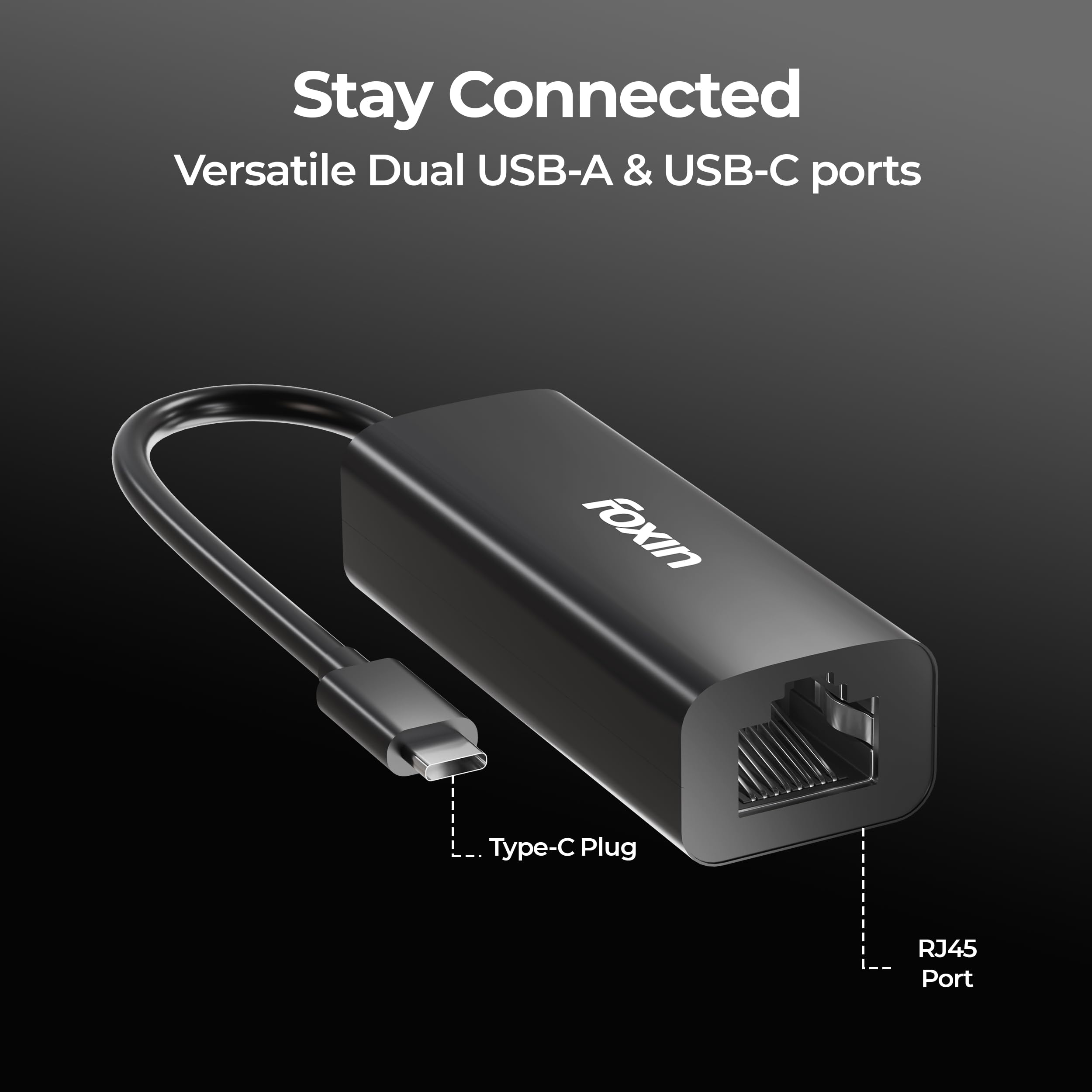 Foxin Type C to LAN Ethernet Adapter, 100 Mbps Network LAN Speed, RJ45 LAN Port, 9 cm Cable, for Windows/Mac/Linux, Compatible with Laptop, Desktop, Gaming Console | FLA 100C (Black) — Amazon image 3