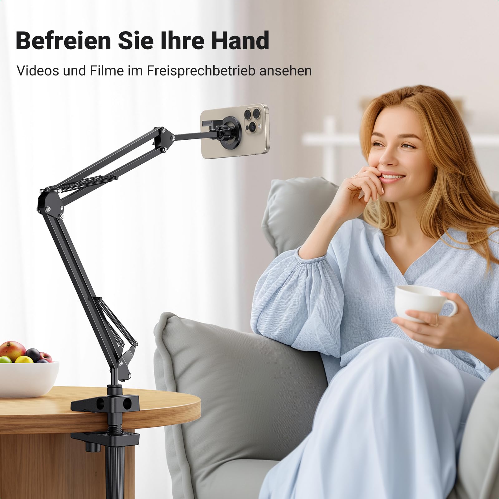UGREEN Magsafe Handyhalterung Bett, Magnetisch Schwanenhals Handyhalter mit Metallringe, Verbesserter Stabiler Arm, Handy Ständer Kompatibel mit iPhone 17 16 15 14 13 12 Pro Max und Magsafe Hülle