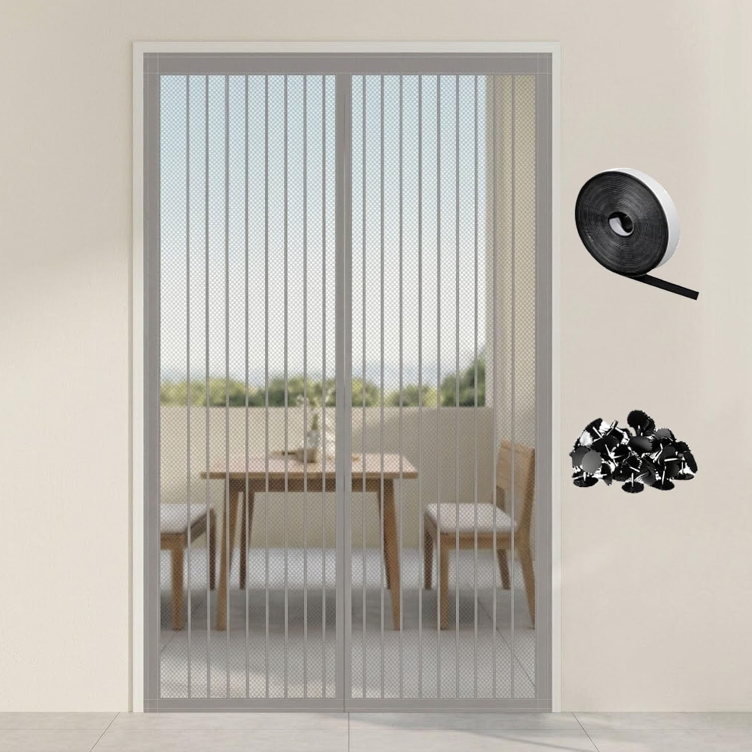 Moustiquaire porte magnétique rideau anti mouche fibre de verre 125x210