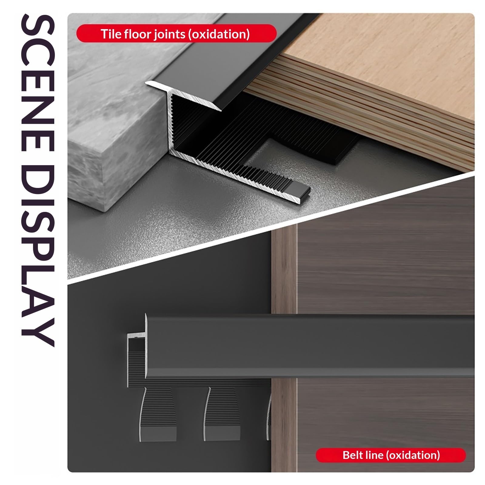 Tira de borde de metal de 90 cm x 3 piezas de perfil de aluminio flexible para azulejos de madera y suelos laminados, resistente e ideal para instalaciones profesionales y de bricolaje