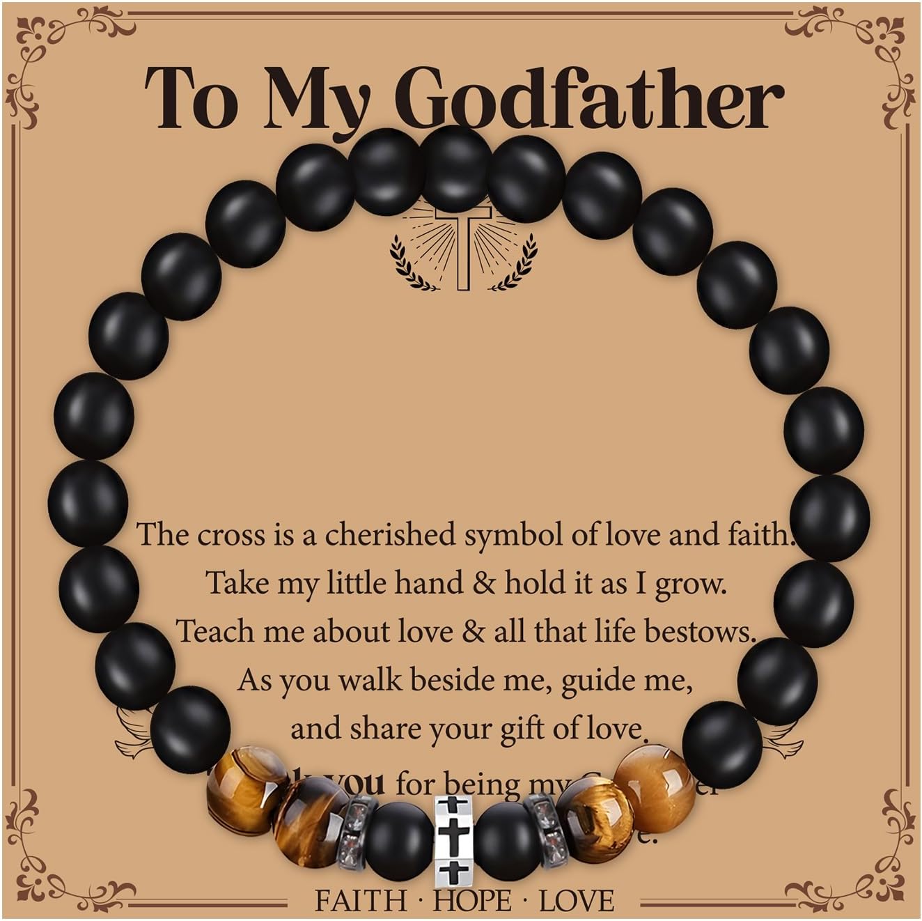 God Father Gifts for Men - Godfather Bracelet for Son Grandson Godfather Proposal Gift for Man Him Christmas Christian Baptism Gifts for Teens Dad Father Brother Grandfather Grandpa Husband