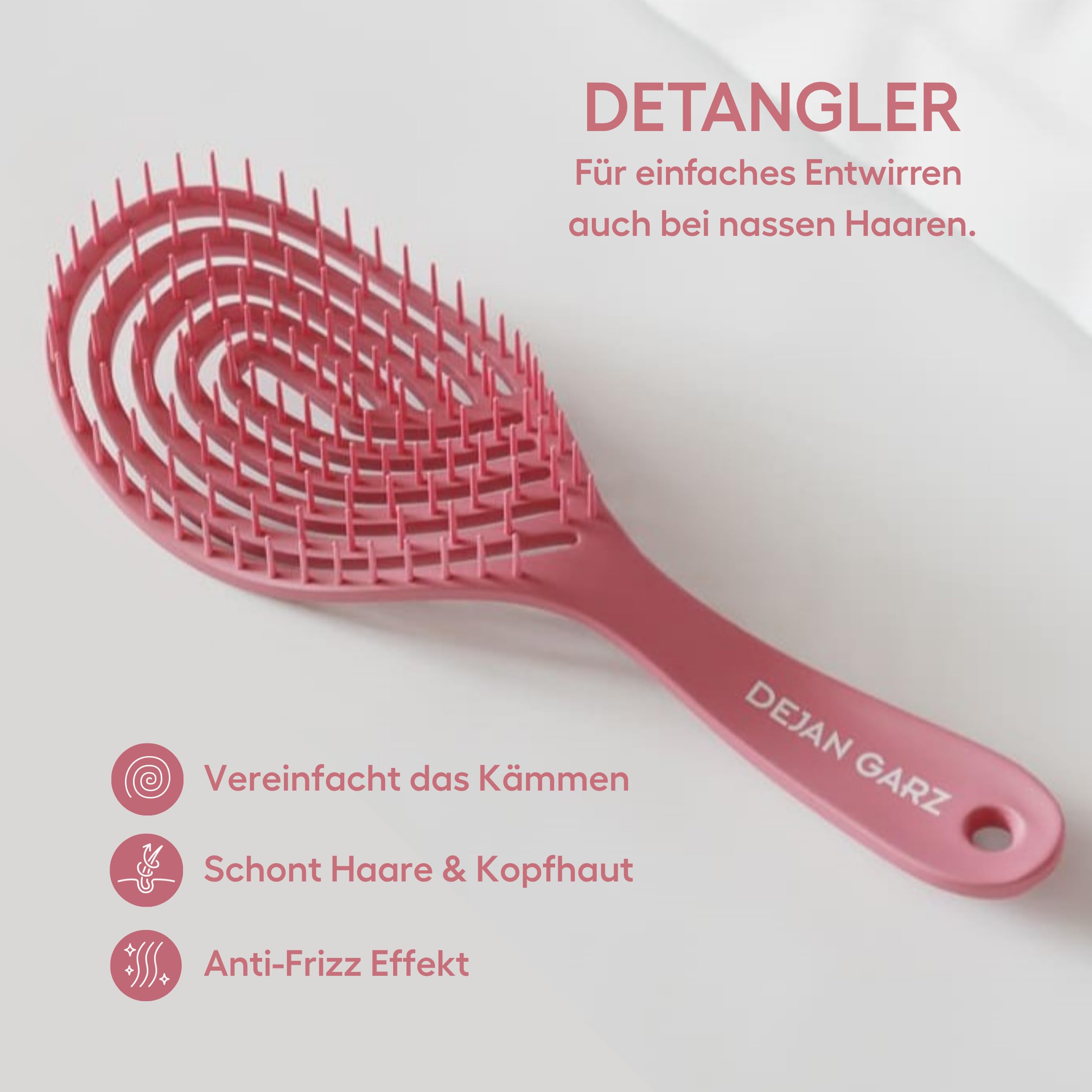 Dejan Garz Haarbürste Detangler Set + Haarmaske für strapaziertes Haar + Hitzeschutz Spray