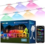 Lepro E1 AI Lumières extérieures permanentes APP Contrôle, 50ft 30 LED RGBCW+IC, blanc tunable, fonctionne avec Alexa & Google, 2.4GHz WiFi/Bluetooth, Maison Eave Light pour Noël Halloween, Pas de télécommande