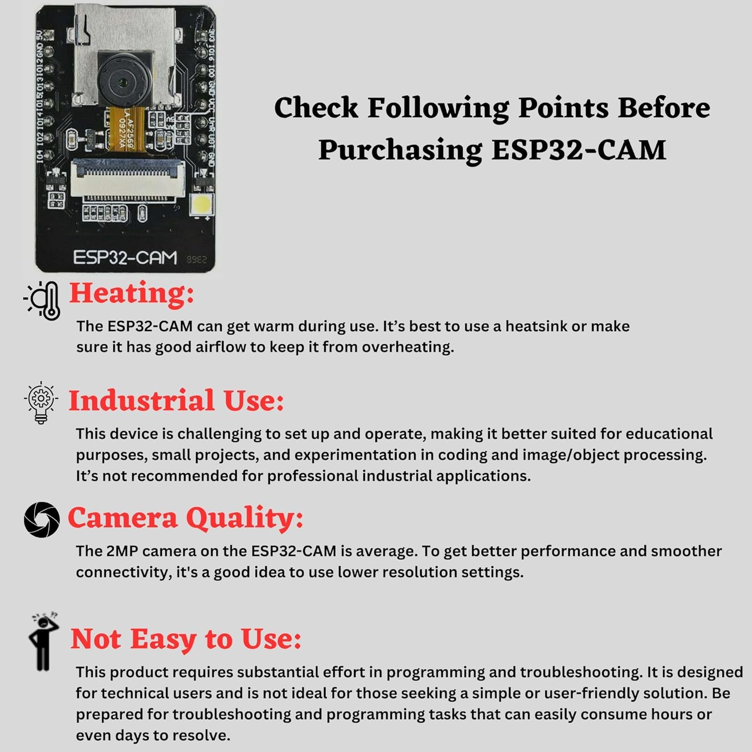 ESP32-CAM WiFi Bluetooth Camera Module with OV2640 for Arduino IoT Projects