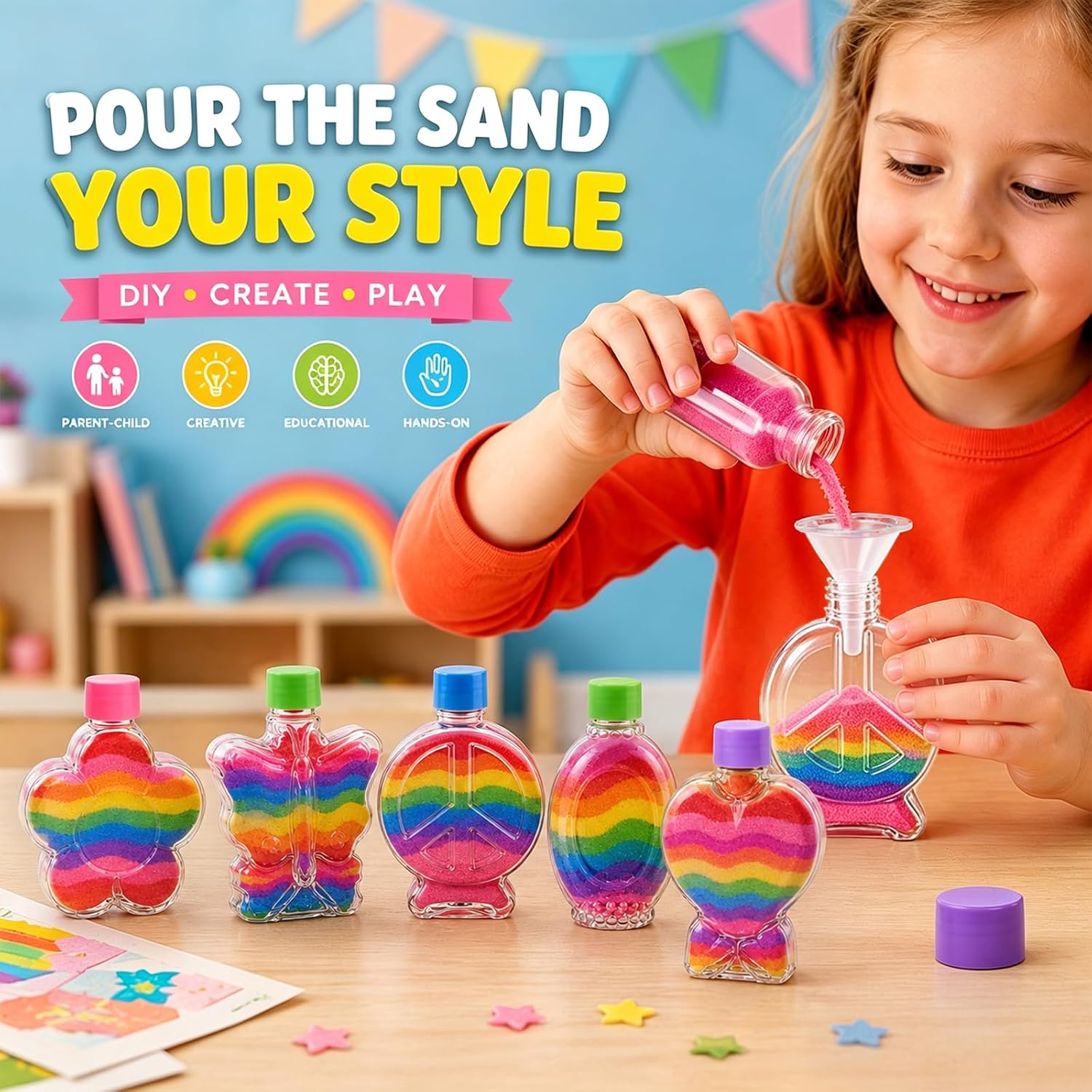 Zoease 25 Pcs Sand Art Bottles with Lids and Funnels, 3.7 Oz