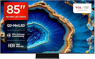 TCL85C805K 85-inch QLED Mini LED, Full Array 4K HDR Premium 1300nits, Smart Gaming TV Powered by Google (Freesyncy Premium Pro, 144Hz Motion Clarity Pro, Dolby Vision IQ & Atmos, Onkyo sound)