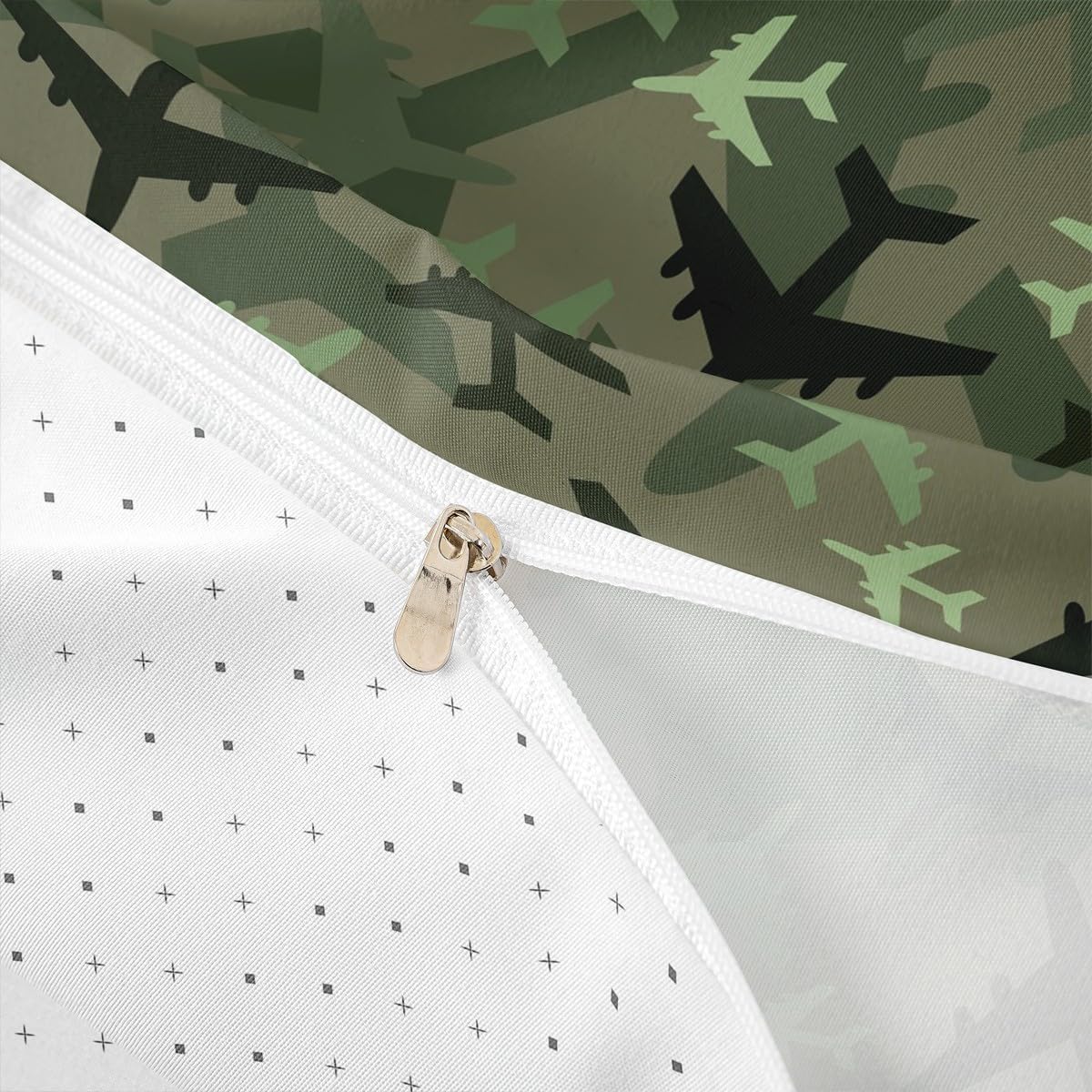 Army Green Aircraft Duvet Cover Set Twin Size Camouflage Bedding Set 2Pcs for Kids Boys Men Adult Bedroom Decor Cartoon Airplane Comforter Cover All Season Green Camo Quilt Cover,1 Pillowcase