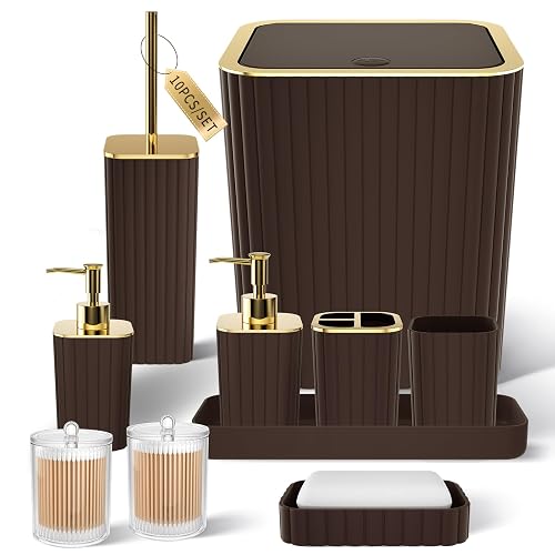 XLHOMO Bathroom Accessories Set - Gorgeous Bathroom Set, 10PC Brown