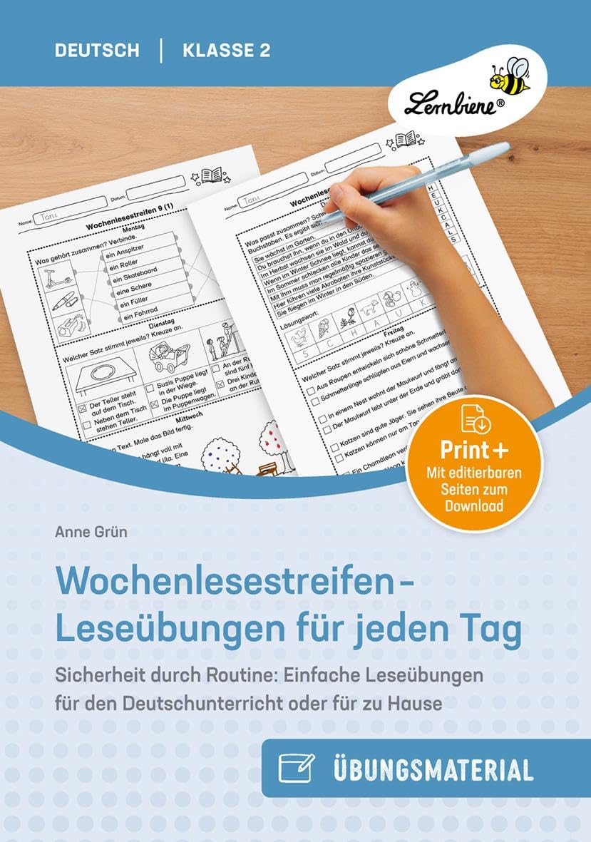 Wochenlesestreifen - Leseübungen für jeden Tag: Sicherheit durch Routine: Einfache Leseübungen für den Deutschunterricht oder für zu Hause (2. Klasse)