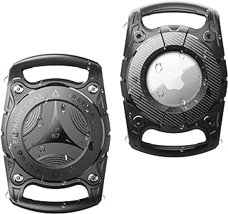 Airtag Holder 2 Pack, IP68 Waterproof Air Tag case, Airtag Cat Dog Collar Holder,Hard TPU Full Protection,with Keychain for Key Backpack Luggage,Compatible Apple Airtags.(Black 2Pack)