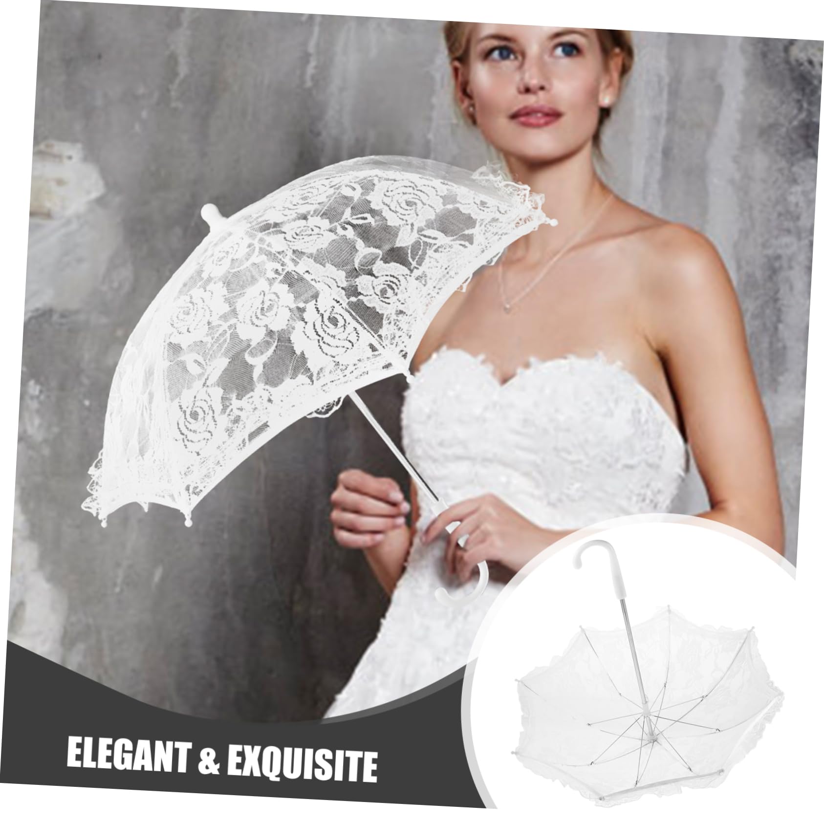 PACKOVE 4pièces Parasol Dentelle pour Mariée Accessoire Élégant pour Cérémonie De Mariage Et Séances Photo Léger Et Romantique