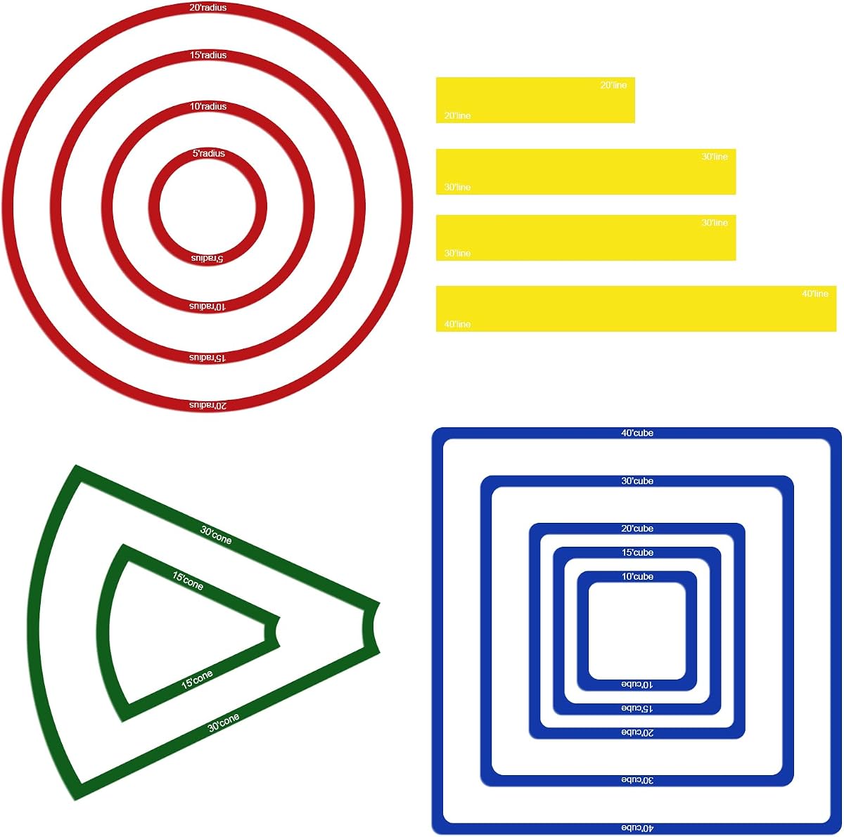 Plantillas de hechizos de área de efecto de 15 piezas, plantillas de hechizos DND, conjunto de plantillas de daño AOE de hechizos acrílicos, incluye plantillas de 5 cubos, 4 círculos, 2 conos y 4 líneas, accesorios para juegos RPG de mesa.