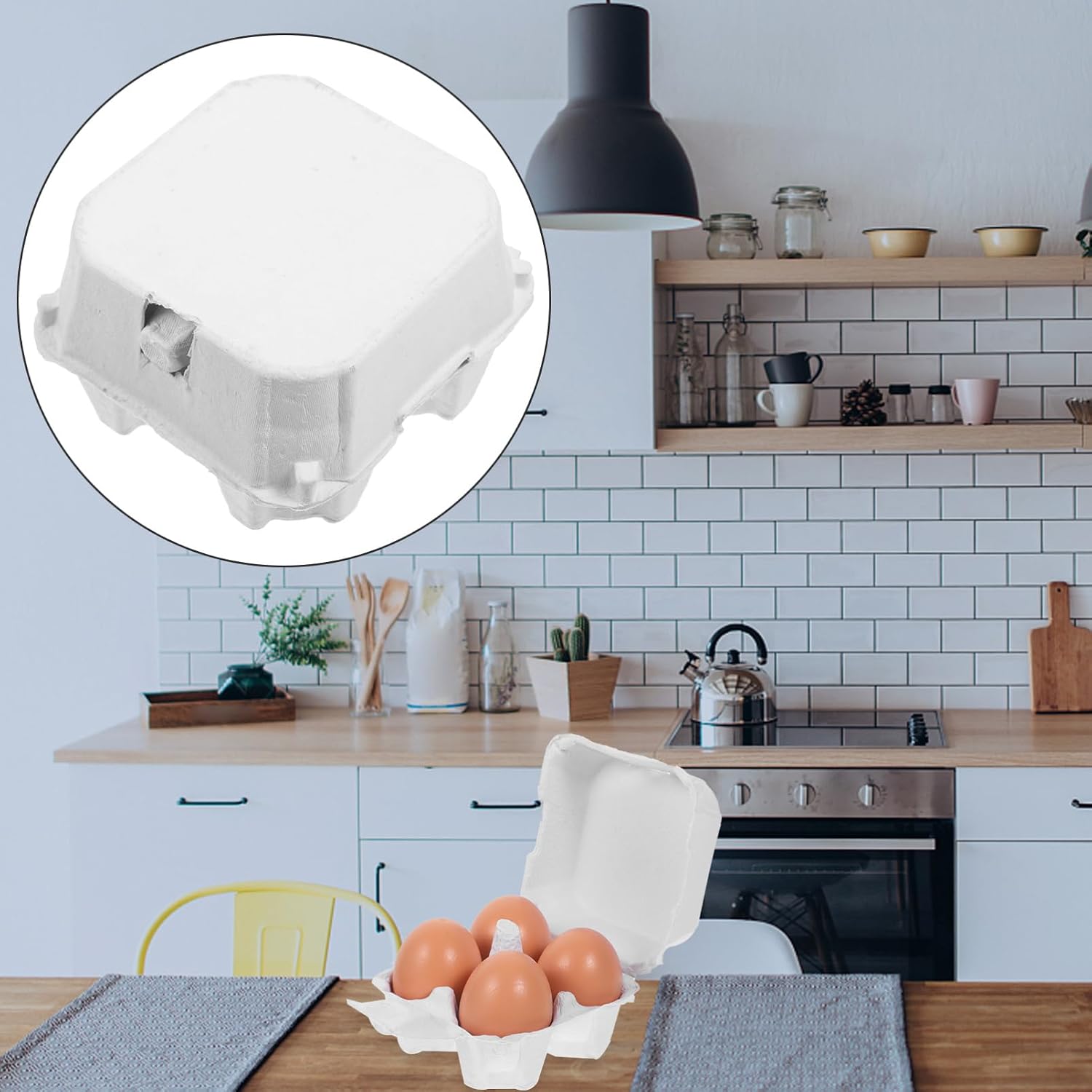 Alipis 12 Pack Reusable Paper Pulp Egg Cartons 4-Cell Empty Egg Tray Protective Case Compact Stackable Organizer for Refrigerator Storage
