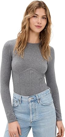 Womens Long Sleeve T-Shirt Thong Bodysuit