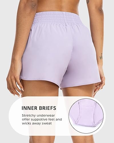 Miniatura 8 de YEZII Pantalones cortos deportivos para mujer con bolsillos, cintura alta, pantalones cortos de entrenamiento para correr, gimnasio, yoga,